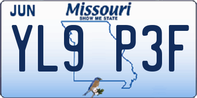 MO license plate YL9P3F