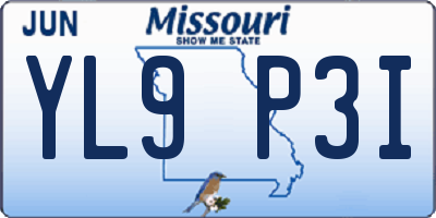 MO license plate YL9P3I