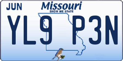 MO license plate YL9P3N