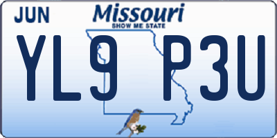 MO license plate YL9P3U