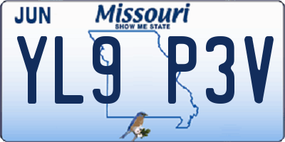 MO license plate YL9P3V