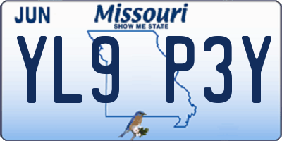 MO license plate YL9P3Y