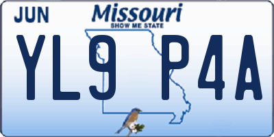 MO license plate YL9P4A