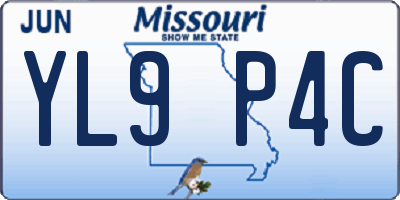 MO license plate YL9P4C