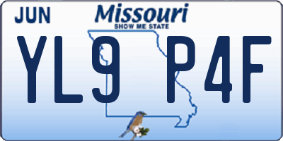 MO license plate YL9P4F