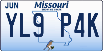 MO license plate YL9P4K