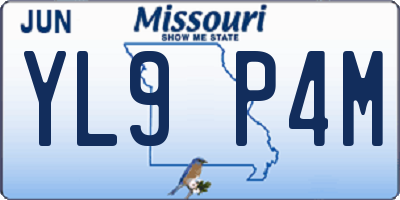 MO license plate YL9P4M