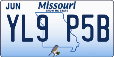 MO license plate YL9P5B