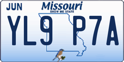 MO license plate YL9P7A