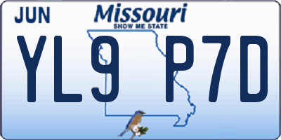 MO license plate YL9P7D