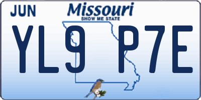 MO license plate YL9P7E