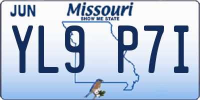 MO license plate YL9P7I