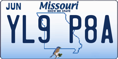MO license plate YL9P8A