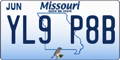 MO license plate YL9P8B