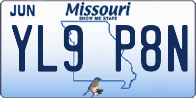 MO license plate YL9P8N