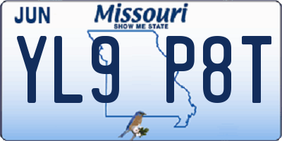 MO license plate YL9P8T
