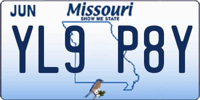 MO license plate YL9P8Y