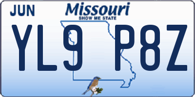 MO license plate YL9P8Z