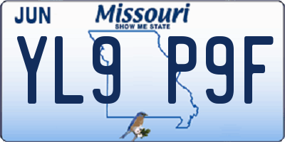 MO license plate YL9P9F