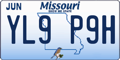 MO license plate YL9P9H
