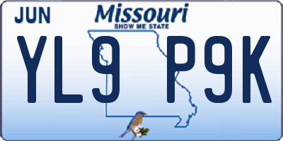MO license plate YL9P9K