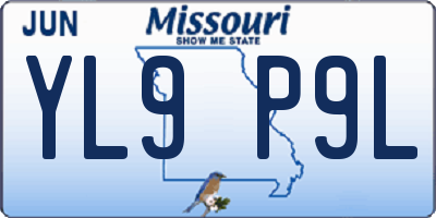 MO license plate YL9P9L