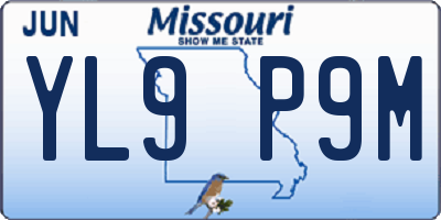 MO license plate YL9P9M