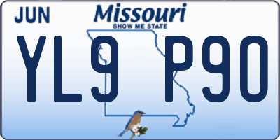 MO license plate YL9P9O