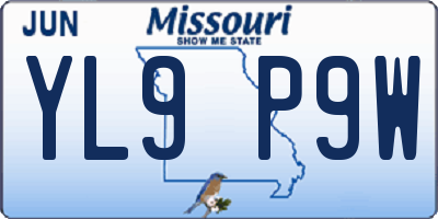 MO license plate YL9P9W