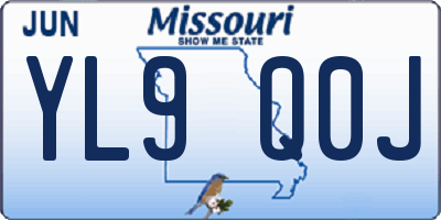 MO license plate YL9Q0J