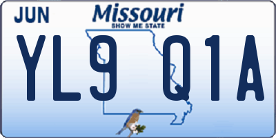 MO license plate YL9Q1A