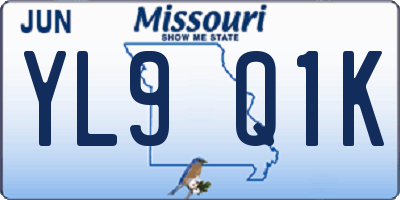 MO license plate YL9Q1K