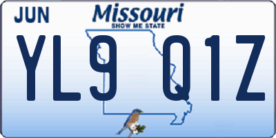MO license plate YL9Q1Z
