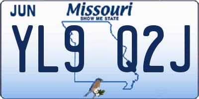 MO license plate YL9Q2J