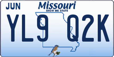 MO license plate YL9Q2K