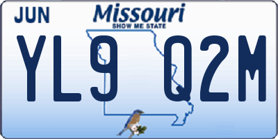 MO license plate YL9Q2M