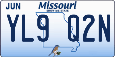 MO license plate YL9Q2N