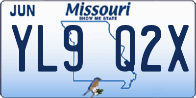 MO license plate YL9Q2X
