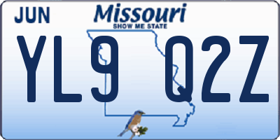 MO license plate YL9Q2Z