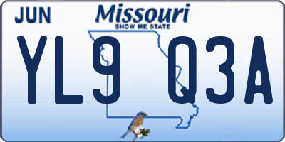 MO license plate YL9Q3A