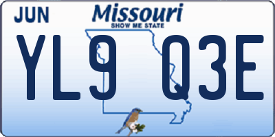 MO license plate YL9Q3E