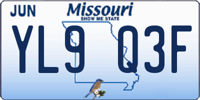 MO license plate YL9Q3F