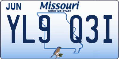 MO license plate YL9Q3I