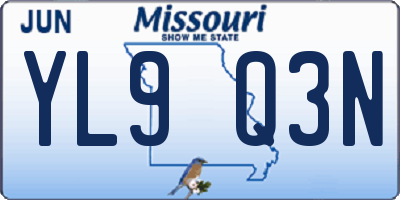 MO license plate YL9Q3N