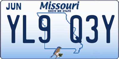 MO license plate YL9Q3Y