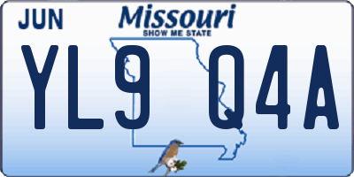 MO license plate YL9Q4A