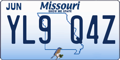 MO license plate YL9Q4Z
