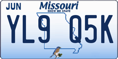 MO license plate YL9Q5K