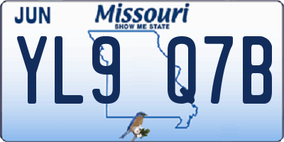 MO license plate YL9Q7B