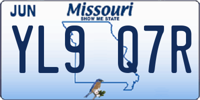 MO license plate YL9Q7R